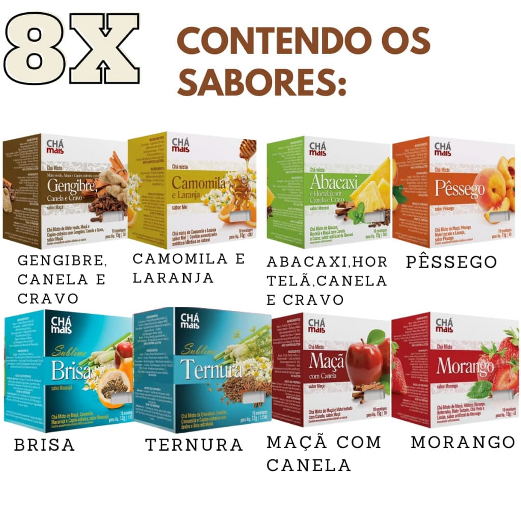 Chá em Sachê - Kit com Sabores diversos de Chá - Caixinhas de Chá Variedade de Sabores Chámais