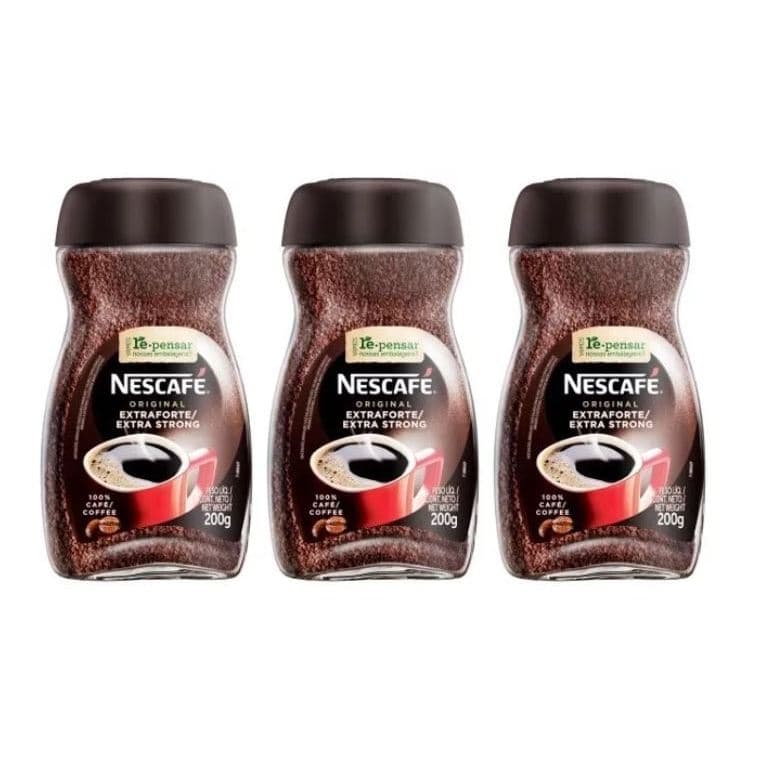 Kit C/3 Nescafé Original Café Solúvel Extra Forte 200g -  Para Quem Aprecia Café com Sabor Extra-Forte