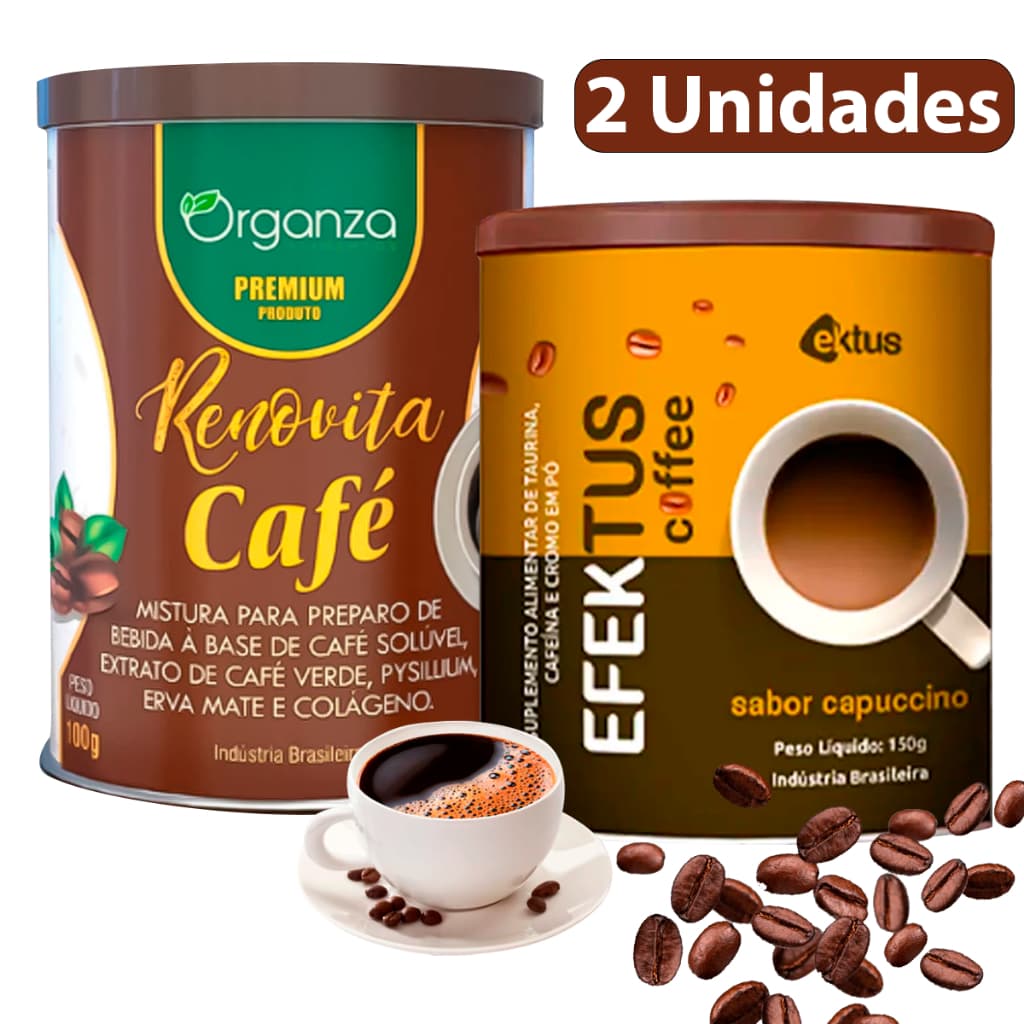 kit Café Organza + Café Ektus Solúvel Com Colágeno E Psyllium Efektus Coffee antioxidante Super Café + Energia