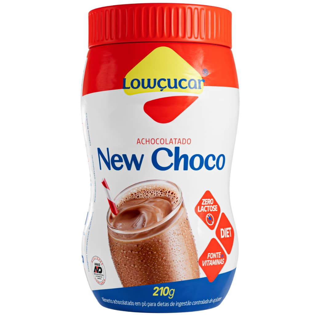 Achocolatado em Pó New Choco, Doces Diet Zero Lactose Fonte de vitamina Aprovado Anad, Lowçucar 210g