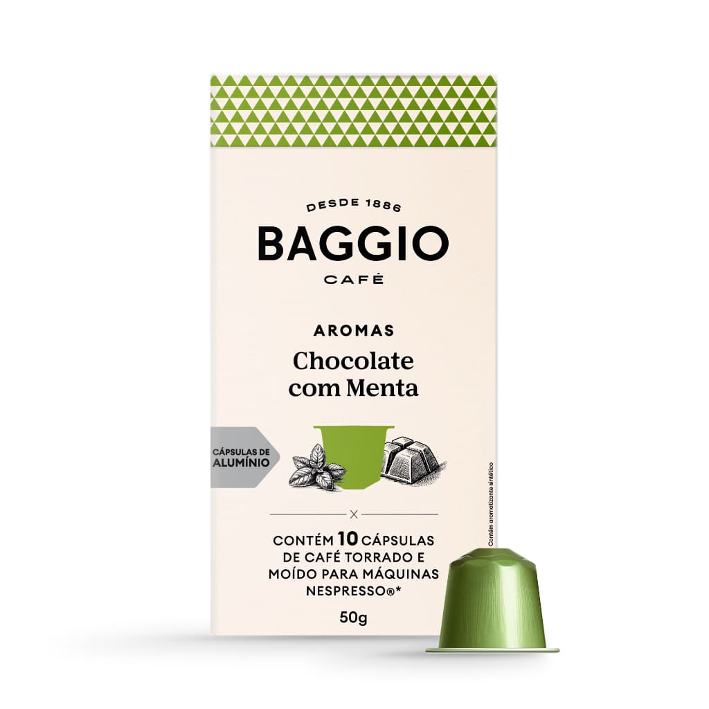 Baggio Café Cápsulas De Café Aroma Chocolate C/Menta Compatível Com Nespresso Contém 10 Cápsulas