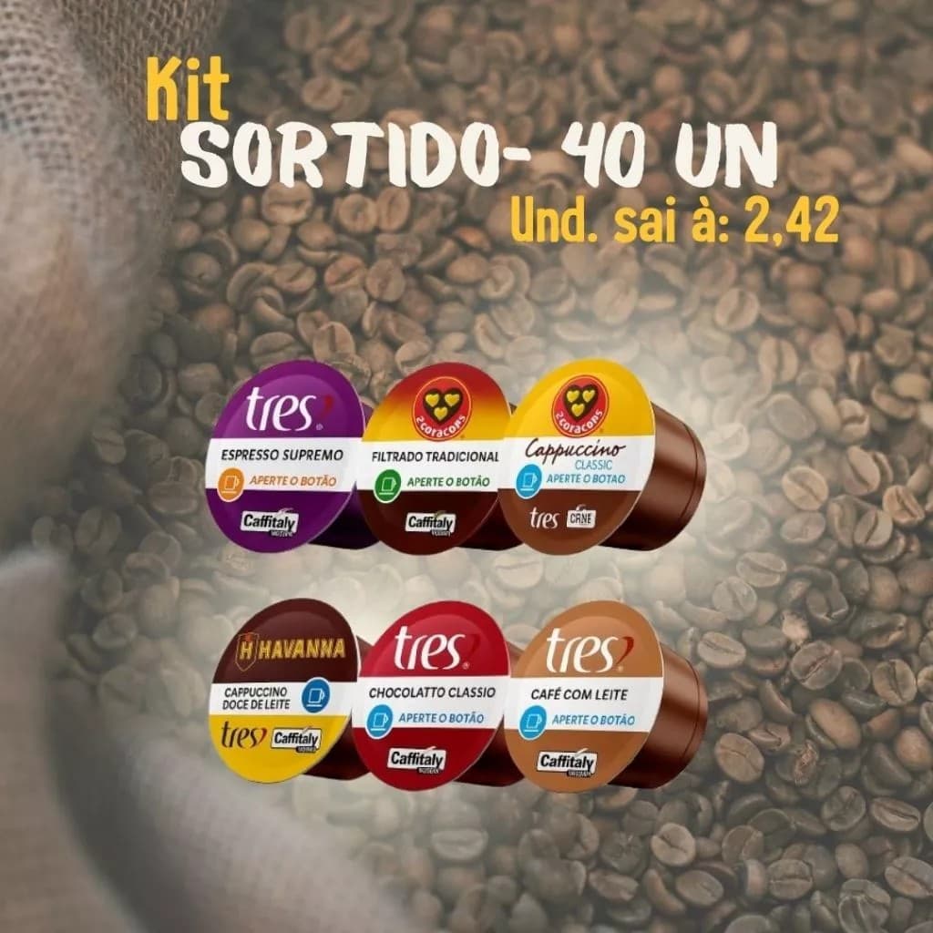 Capsula Café Cappuccino Kit 20/40 unidades Sortidos Três Corações
