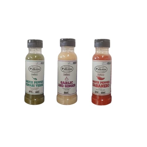 Kit C/3 Molhos Premium Poletto Apimentado Comari, Garlic e  Habanero