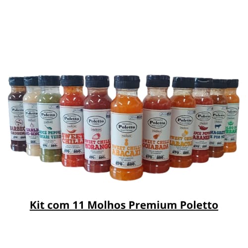 Kit C/11 Molhos Premium Poletto Defumados, Apimentados e Agridoce