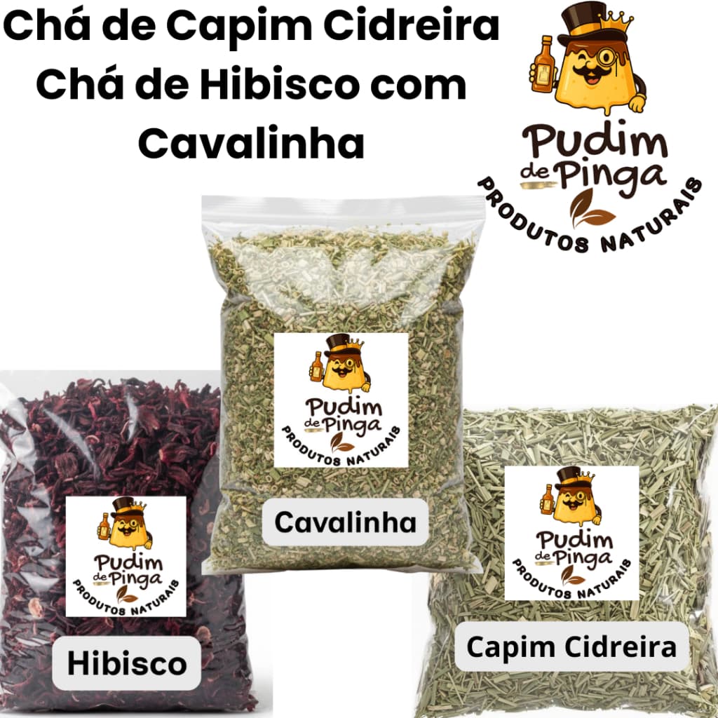 Kit 3 Chas - Cha de Hibisco Cha de Cavalinha e Chá Capim Cidreira - Da Zona Cerealista para sua Casa