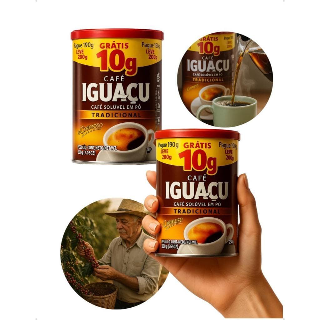 Café Iguaçu Solúvel Em Pó Lata 200g Tradicional Café Cremoso