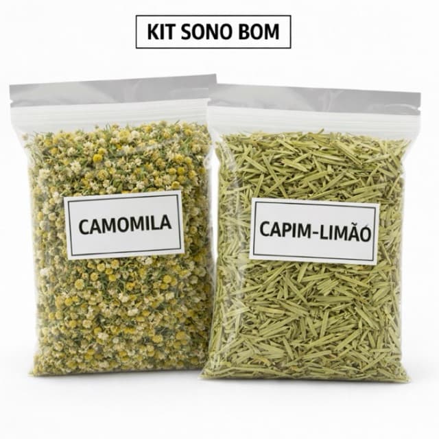 Kit Chá de Camomila + Capim-Limão Natural | Ervas Desidratadas