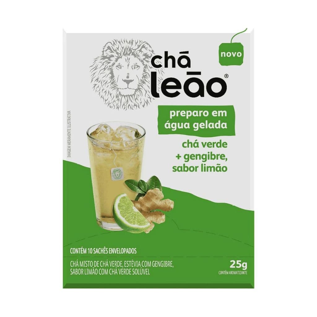 Chá Leão sabor Chá Verde, Gengibre e Limão 10 sachês de 2,5g - Chá Leão