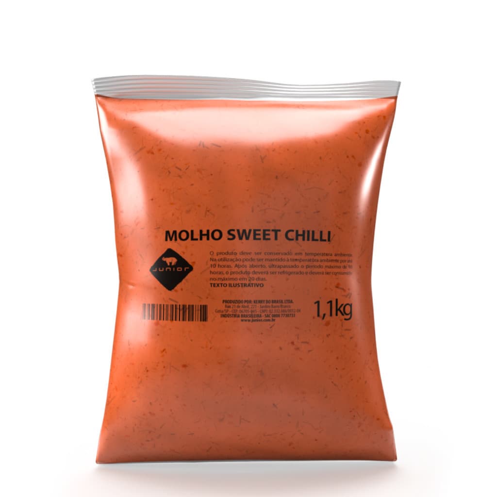 Molho Sweet Chilli Apimentado Gourmet Cremoso Junior 1.1Kg Pouch Lanches Fritas Snacks Agridoce