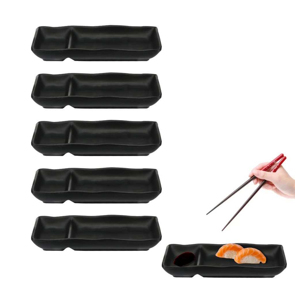Kit 6 Prato Molheira Japonesa Sushi Molho Shoyu Melamina 18 cm Sakura Restaurante Culinária Oriental