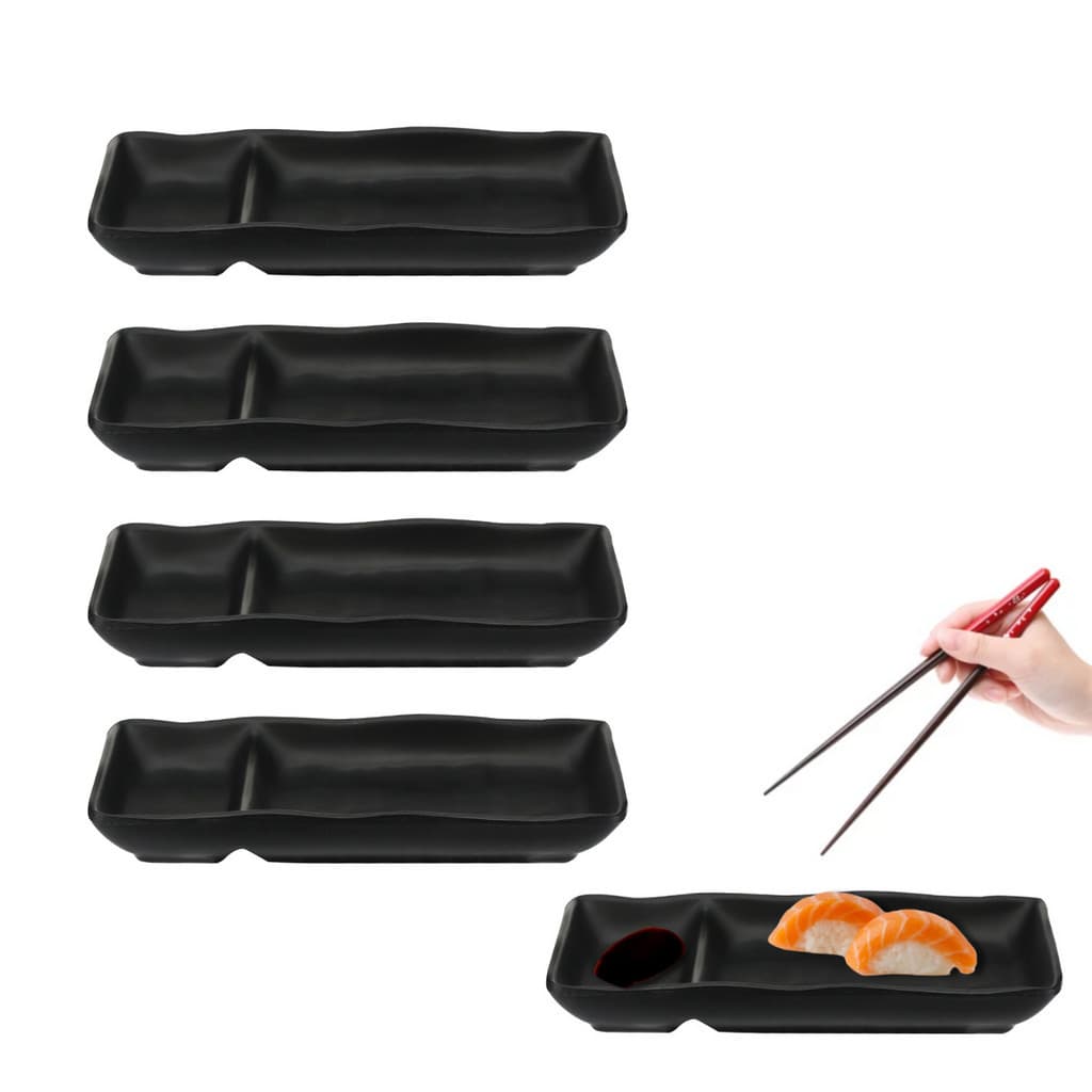 Kit 5 Prato Molheira Japonesa Sushi Molho Shoyu Melamina 18 cm Sakura Restaurante Culinária Oriental