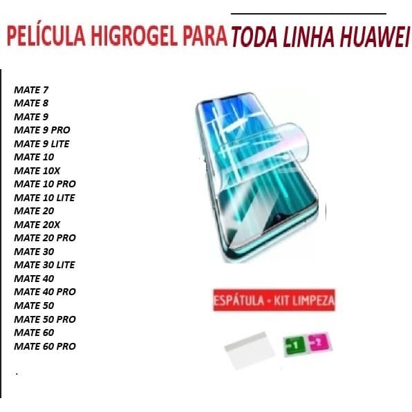 Pelicula de Hidrogel, p/ Huawei Mate 9 Mote 10 Mate 20 Mate 30 Mate 40