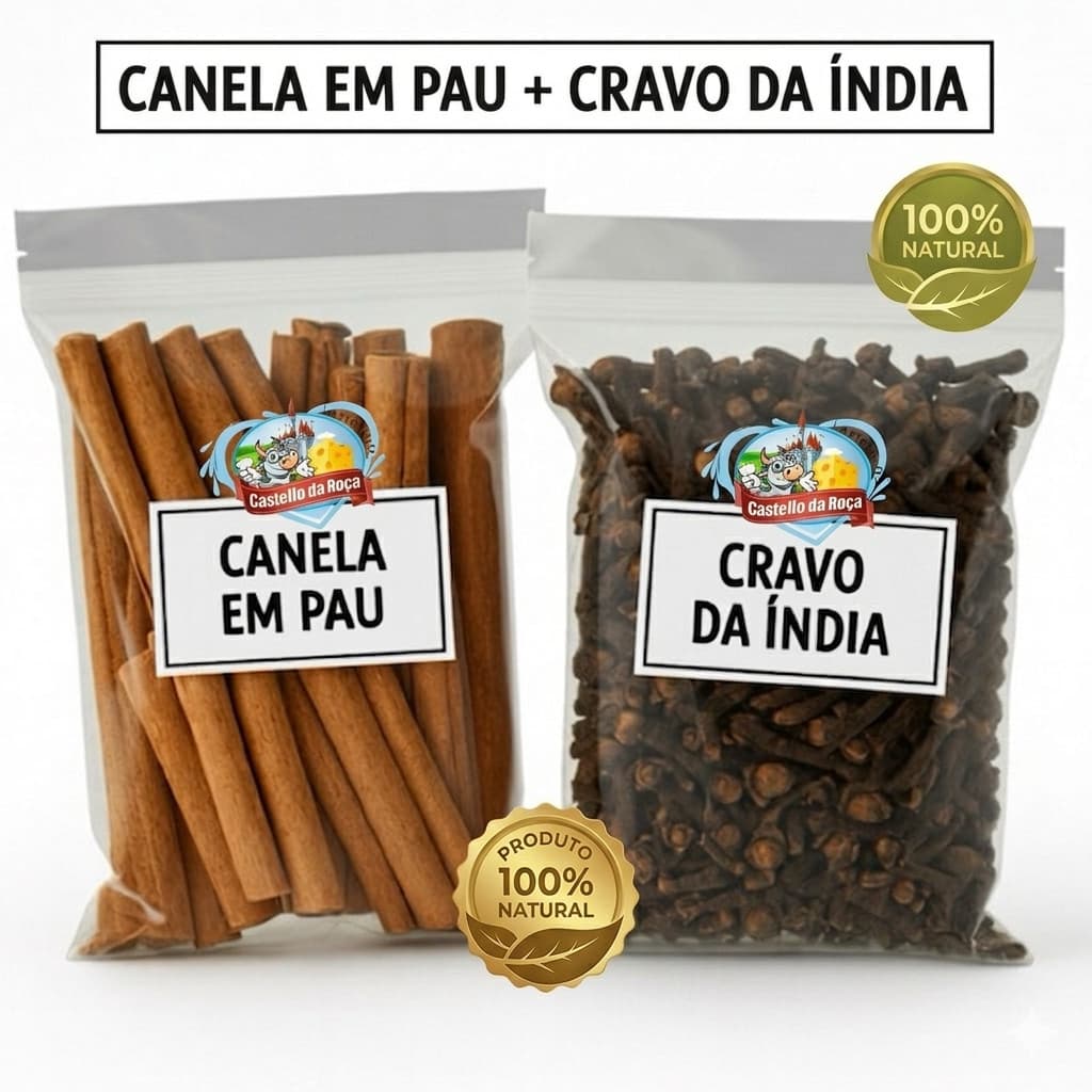 Kit Cravo da Índia + Canela em Pau a Granel Especiarias Naturais Aromáticas Chá, Quentão e Banhos
