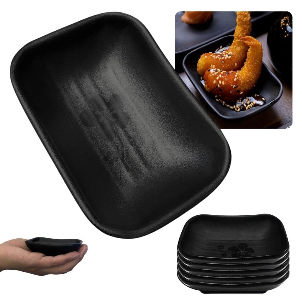 Kit 5 Molheiras para Molho Shoyu Tarê 50 Ml Linha Kanpai Comida Oriental Sushi Oriental em Melamina / Plástico